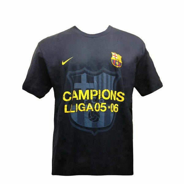 Tricou de Fotbal cu Mânecă Scurtă Bărbat F.C. Barcelona Campions Lliga 05-06 Albastru închis